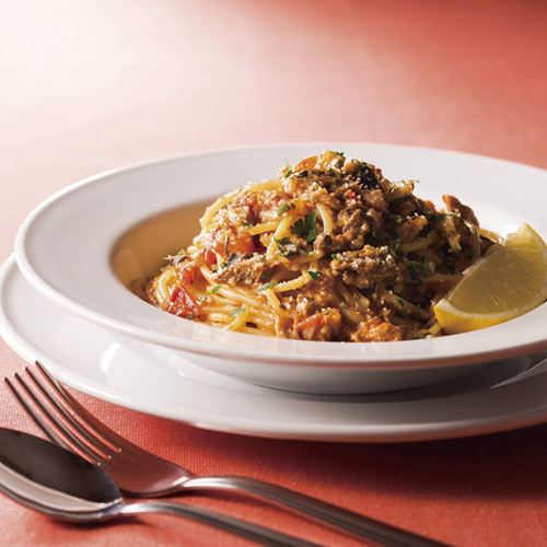 Tomato Pasta with Pleanty of Sardines